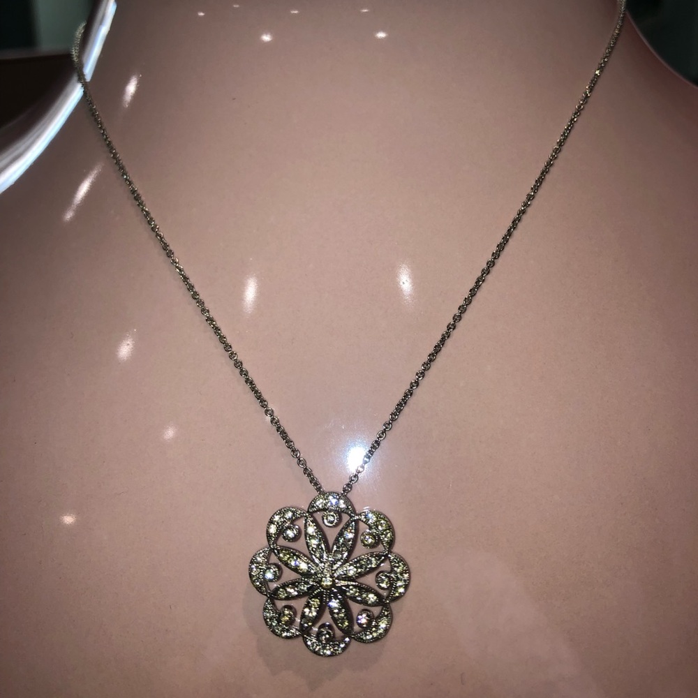 Silver crystal necklace.